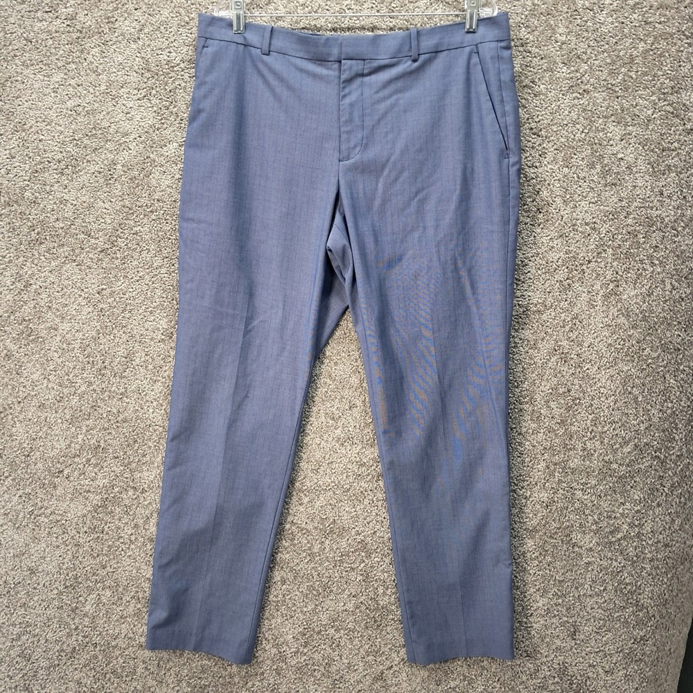 Perry Ellis Portfolio Blue Dress Pants Mens‎ 36x32 Stretch Micro Check Trousers